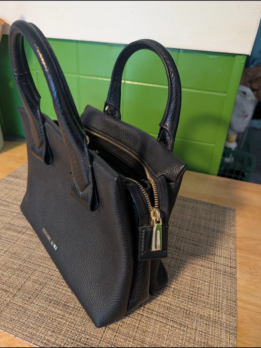 Michael Kors Black Leather Top-Handle Satchel